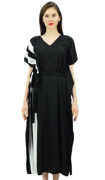 Bimba Womens Long Rayon Side Pannels Kaftan With Belt Designer Cover Up Caftan Carousel 1