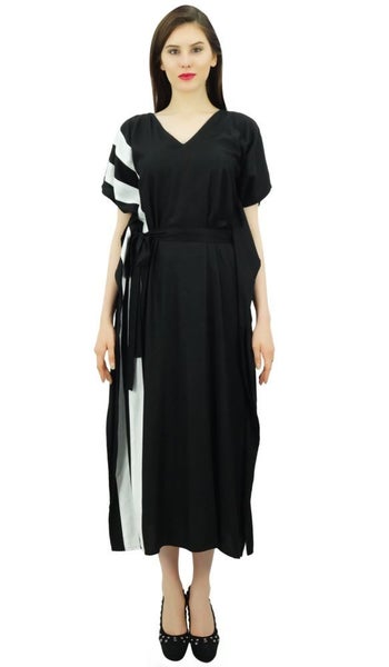 Bimba Womens Long Rayon Side Pannels Kaftan With Belt Designer Cover Up Caftan Carousel 2