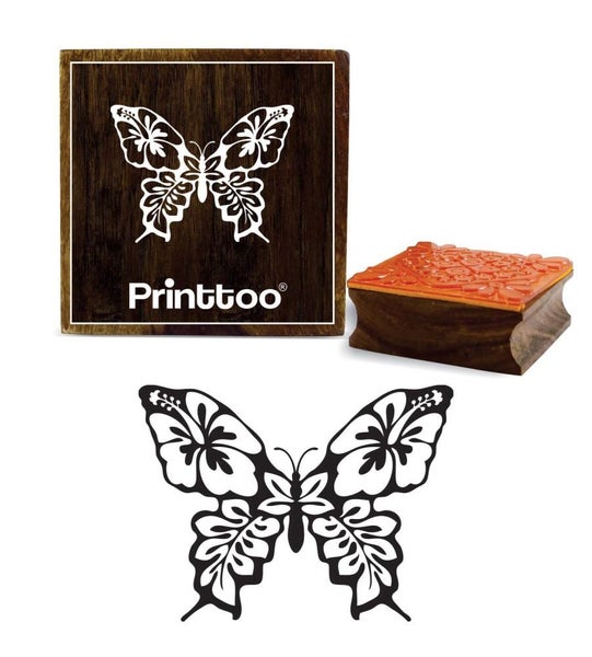 Printtoo Scrap-booking Butterfly Pattern Brown Wooden Rubber Square Stamp Carousel 1