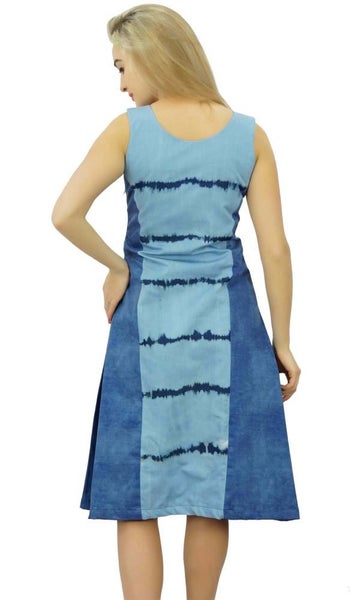 Bimba Womenâ Blue Sleeveless Casual Washed Denim Dress Carousel 2