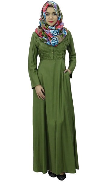 Bimba Women's Full-Sleeve Muslim Clothing Islamic Abayas Maxi Jilbabress With Carousel 2