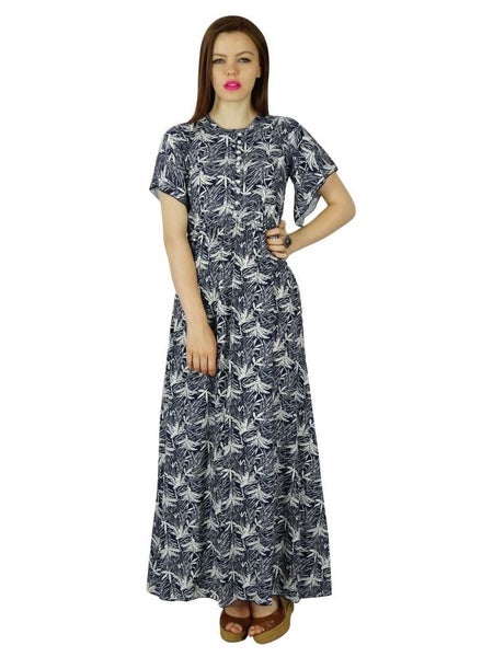 Bimba Women Long Maxi Dress Frilled Sleeve Rayon Gown Classic er Clothing Carousel 1