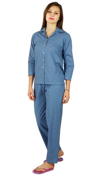 Bimba Womens Printed Pajama Set Cotton Night Wear Full Sleeve Shirt with Pyjamas Carousel 2