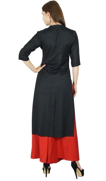 Bimba Womenton Down Rayon Kurta 3/4 Sleeve Formal Indian Casual Tunic Carousel 2