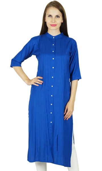 Bimba Womenton Down Rayon Kurta 3/4 Sleeve Formal Indian Casual Tunic Carousel 1