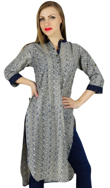 Bimba Women Kurta Kurti 3/4 Sleeve Formal Casual Cotton Tunic Indian Blouse Carousel 1