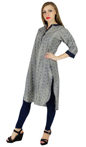 Bimba Women Kurta Kurti 3/4 Sleeve Formal Casual Cotton Tunic Indian Blouse Carousel 2