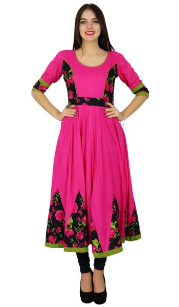 Bimba Women Cotton Dress Longred Kurta 3/4 Sleeve Kurta Indian Chic Clothing Carousel 2