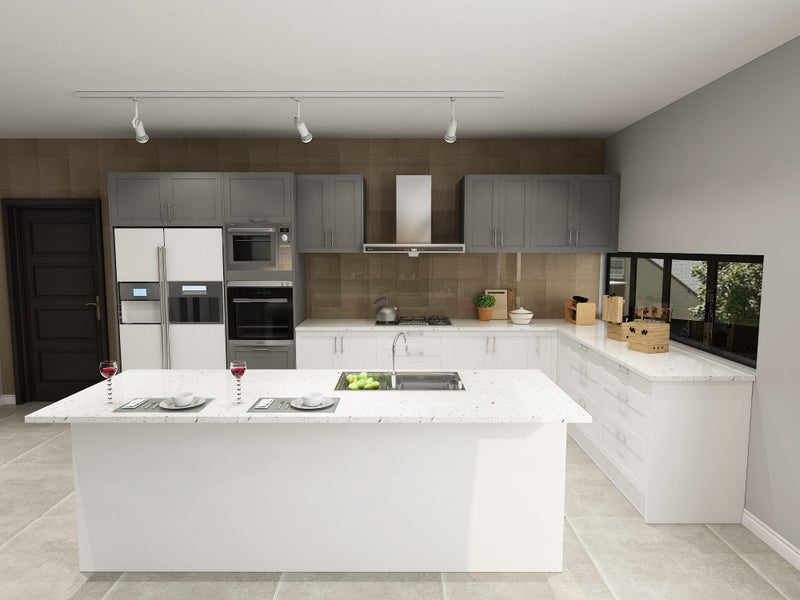 Complete Kitchen Cabinets, TWO TONE Shaker style, Soft Close Doors Carousel 1