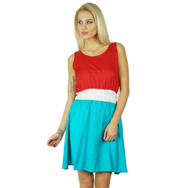 Bimba Women Shift Dress Sporty Knee Length Rayon Casual Clothing With Smocked Carousel 1