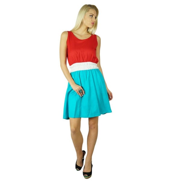 Bimba Women Shift Dress Sporty Knee Length Rayon Casual Clothing With Smocked Carousel 2