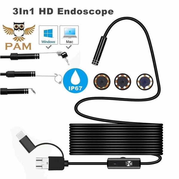 3in1 Android USB Type-C Endoscope Inspection 5.5mm Camera 6 LED HD Waterproof Carousel 1