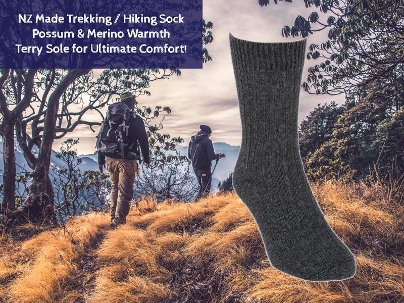Trekking Hiking Deluxe Possum & Merino Socks (NZ Made) Carousel 1