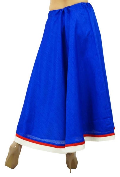 Bimba Royal Blue Long Maxi Dupion silk Skirt A-Line Skirts With Drawstring Waist Carousel 6