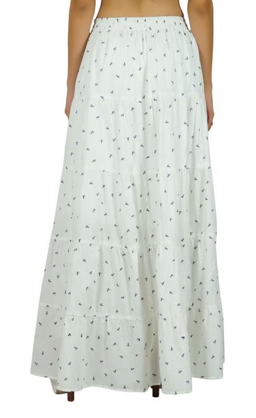 Bimba Women White Maxi Long Flaired Skirt Wth Lining Casual Cotton Summer Skirts Carousel 2