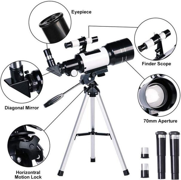 300mm.f/4 Astronomical 150X Refractor Telescope Tripod Finderscope Phone Holder Carousel 2