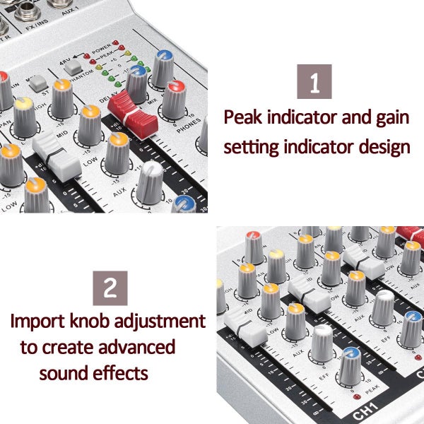 4 Channel Live Mixing Studio Audio Sound Console 48V USB Mixer Console Network Carousel 8