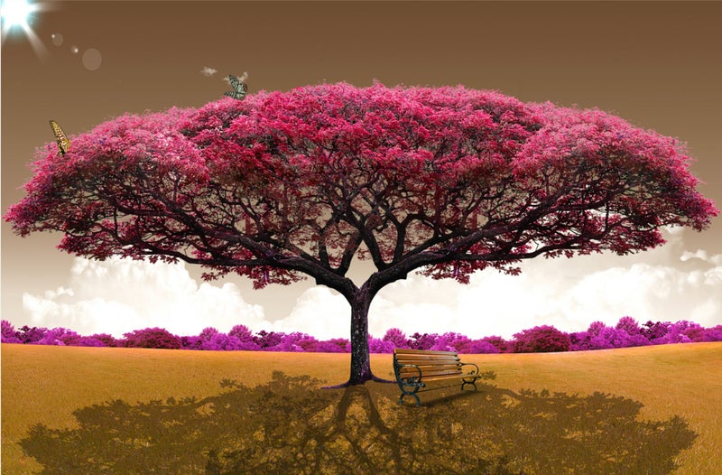 ON SALE FREE SHIPPING - 1 Piece Abstract Canvas Wall Art - Pink Tree Carousel 1