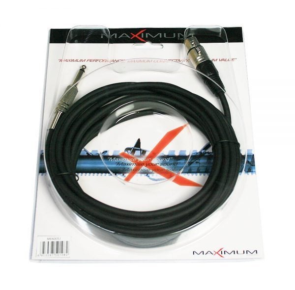 Maximum 5 metre XLR-3F to 6.3mm TS Plug, black cable, nickel plated connectors Carousel 1