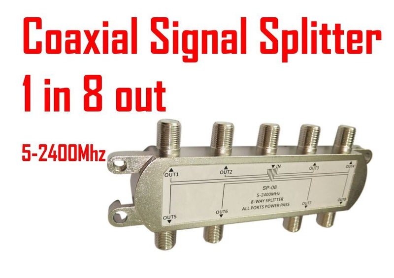 PTN 8 Way Signal Satellite Splitter TV Antenna RF Coaxial Cable 5-2400Mhz Carousel 1