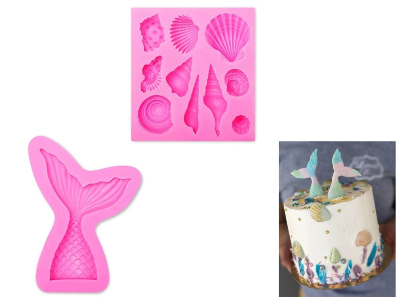 Mermaid Tail + Seashell Mould Cake Decor Carousel 1