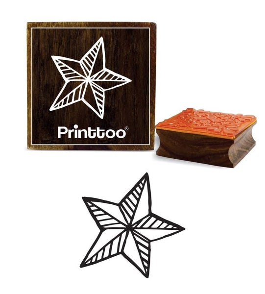 Printtoo Star Pattern Crafting Wooden Rubber Stamp Square Block Scrap-Booking Carousel 1