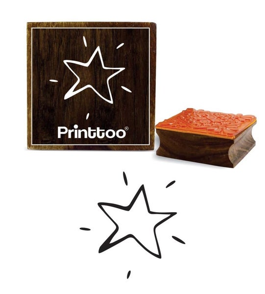 Printtoo Scrap-booking Diary Card Star Pattern Square Wooden Rubber Stamp Carousel 1