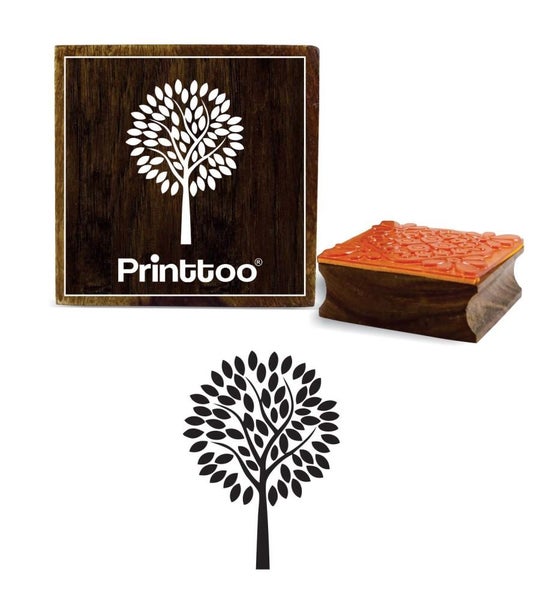 Printtoo Square Tree Pattern Wooden Rubber Stamp Craft Textile Carousel 1