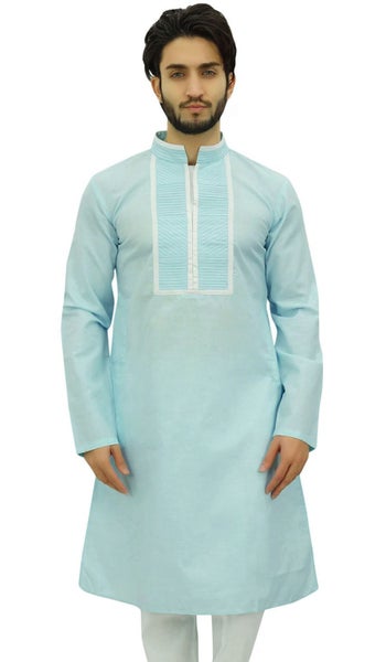 Atasi Men's Designer Gray Kurta Pyjama Set Long Cotton Punjabi Shirt Carousel 1