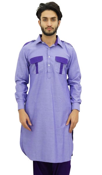 Atasi Men's Pathani Style Men's Salwaar Kameez Magenta Punjabi Shirt Carousel 1