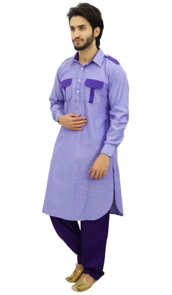 Atasi Men's Pathani Style Men's Salwaar Kameez Magenta Punjabi Shirt Carousel 6