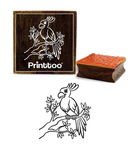 Printtoo Diary Cards Square Cockatoo Parrot Wooden Rubber Stamp Scrap-booking Carousel 1