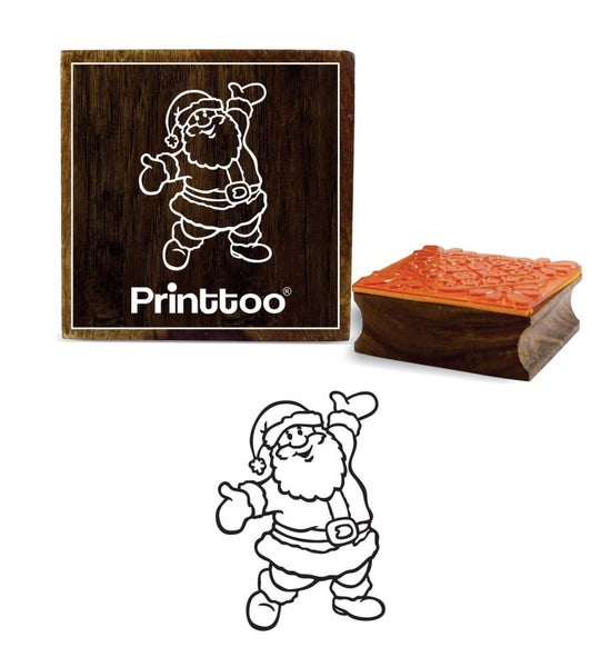 Printtoo Square Santa Claus Pattern Wooden Rubber Stamp Scrap-Booking Block Carousel 1