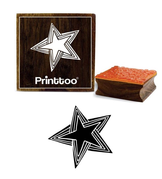 Printtoo Star Pattern Scrap-Booking Square Wooden Rubber Stamp Diary Card Block Carousel 1