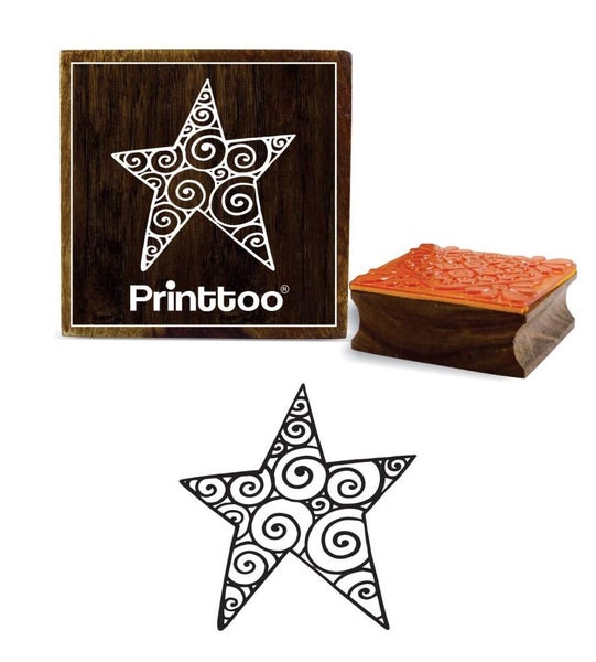 Printtoo Scrap-Booking Star Design Square Wooden Rubber Stamp Crafting Block Carousel 1