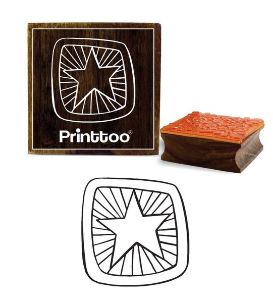 Printtoo Crafting Square Wooden Rubber Stamp Shining Star Pattern Scrap-Booking Carousel 1