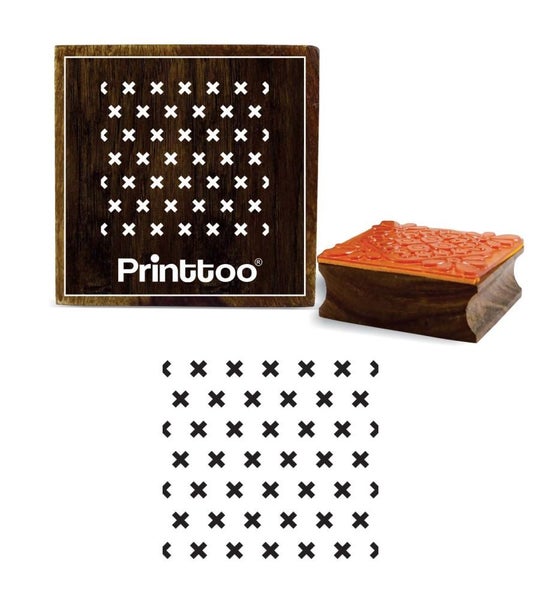 Printtoo Scrap-booking Wooden Rubber Stamp X Pattern Craft Textile Square Block Carousel 1