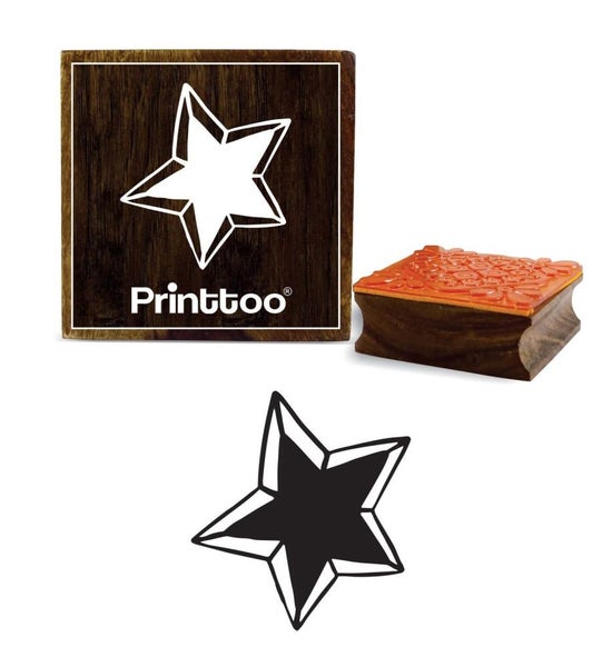 Printtoo Scrap-Booking Star Pattern Square Wooden Rubber Stamp Craft Diary Card Carousel 1