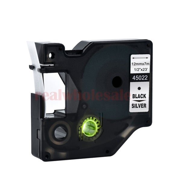 45022 Compatible Dymo D1 Manager 12mm Black on SILVER Label Tape For Dymo Carousel 1