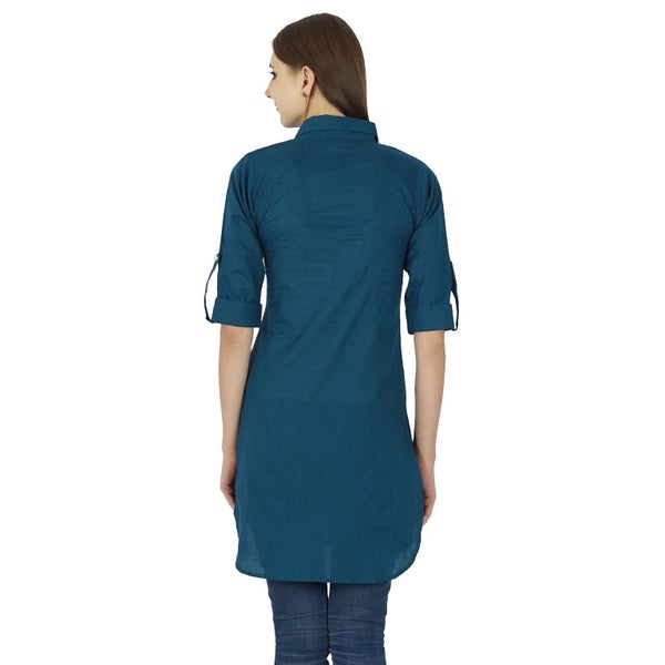 Casual Top Women Kurti Ethnic Indian Cotton Kurta Tunic Solid Designer Dress Carousel 2