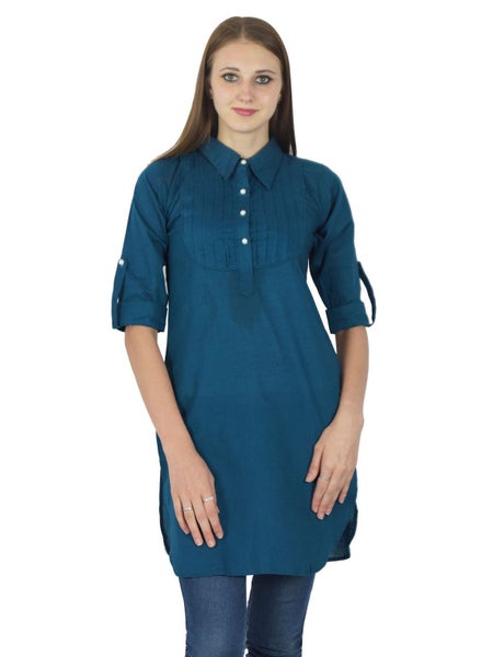 Casual Top Women Kurti Ethnic Indian Cotton Kurta Tunic Solid Designer Dress Carousel 6