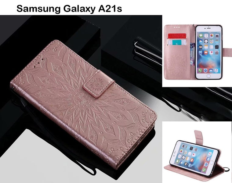 Galaxy A21s A217 case embossed pu leather wallet sunflower RG Carousel 1
