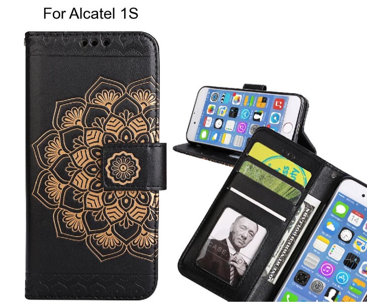 Alcatel 1S Case mandala embossed leather wallet case Carousel 1
