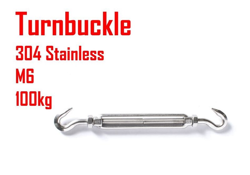 PTN 304 Stainless CC M6 Turnbuckle Screw Balustrade Hook Wire Handrail Cable Carousel 1