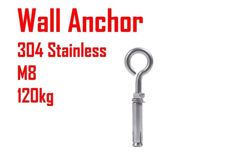 PTN 120kg M8 Wall Anchor Bolt Concrete Brick Stainless Expansion Open Hook Carousel 1