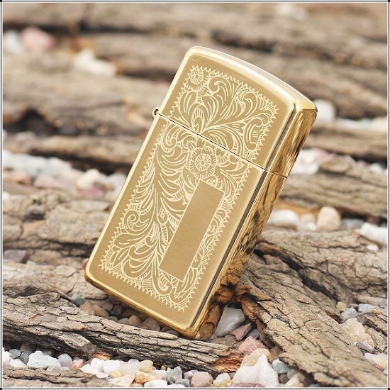 Zippo Venetian Slim Brass Lighter Brand New - 1652B Carousel 1