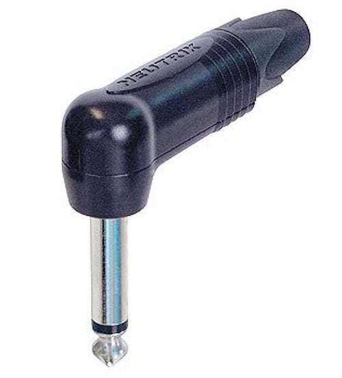 RIGHT-ANGLE JACK PLUG - MONO NICKEL CONTACTS/ BLACK SHELL Carousel 1