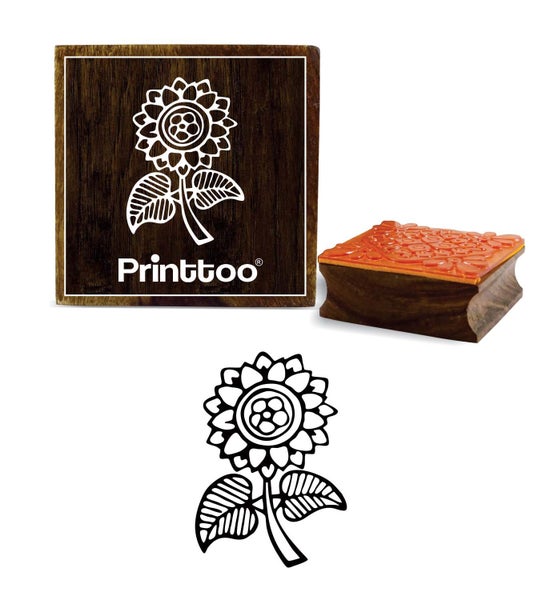 Printtoo Flower Design Square Wooden Rubber Stamp Diary Card Block Scrap-Booking Carousel 1