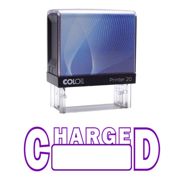 CHARGED Self Inking Rubber Stamp Custom Colop Office Stationary P20 Mini Stamper Carousel 1