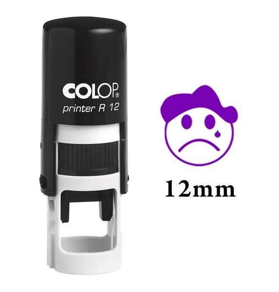 SAD FACE DESIGN Self Inking Mini Rubber Stamp Colop Round Decorative Carousel 2